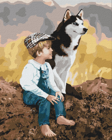 Set pictura pe numere, cu sasiu, Prieteni adevarati, 40x50 cm [0]