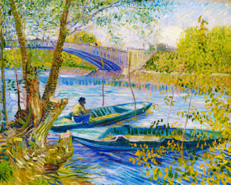 Dimensiune clasica 40x50cm - Set pictura pe numere, cu sasiu, Primavara la pescuit - van Gogh, 40x50 cm