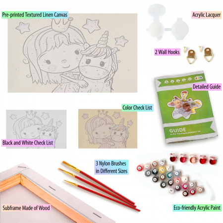 Printesa cu puiul de unicorn 20x30 cm [3]