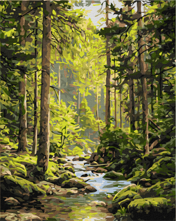 Picturi pe numere - Set pictura pe numere, cu sasiu, Sursa de calm, 40x50 cm