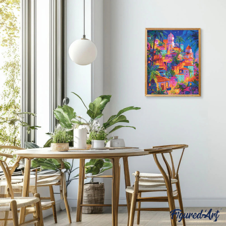 Set pictura pe numere, cu sasiu, Oras tropical de vis, 40x50 cm [2]