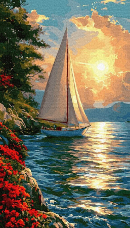 Triptice si dimensiuni mari - Set pictura pe numere, cu sasiu, Golful viselor luminoase, 40x70 cm