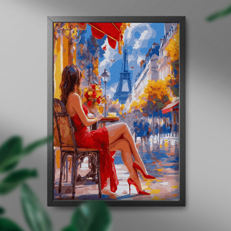 Set pictura pe numere, cu sasiu, Toamna in Paris, 40x50 cm [2]