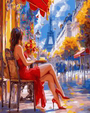 Dimensiune clasica 40x50cm - Set pictura pe numere, cu sasiu, Toamna in Paris, 40x50 cm