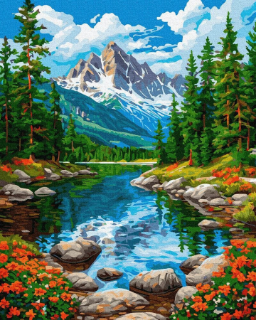Dimensiune clasica 40x50cm - Set pictura pe numere, cu sasiu, Tinutul pietrelor, 40x50 cm