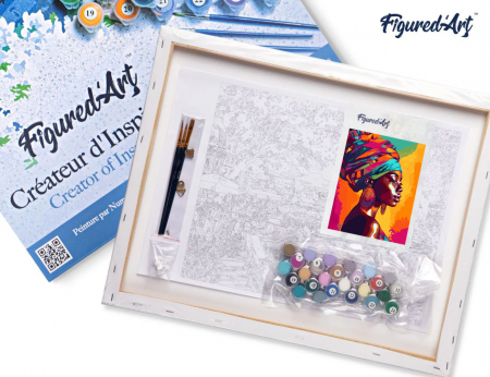 Set pictura pe numere, cu sasiu, Femeie din Africa, 40x50 cm [3]