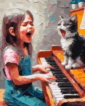 Picturi pe numere - Set pictura pe numere, cu sasiu, Canta din toata inima, 40x50 cm