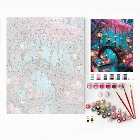 Set pictura pe numere, cu sasiu, Aleea fermecata, 40x50 cm [3]