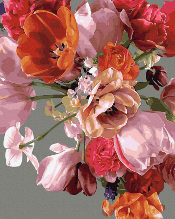 Set pictura pe numere, cu sasiu, Lalele roz, 40x50 cm [0]