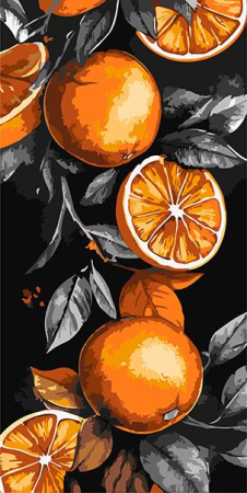 Triptice si dimensiuni mari - Set pictura pe numere, cu sasiu, Portocale siciliene, 40x80 cm