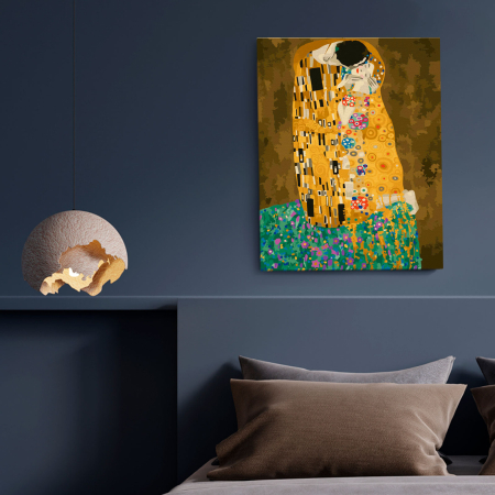 Set pictura pe numere, cu sasiu, Sarutul - Klimt, 40x50 cm [4]