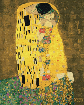 Set pictura pe numere, cu sasiu, Sarutul - Gustav Klimt, 40x50 cm [0]