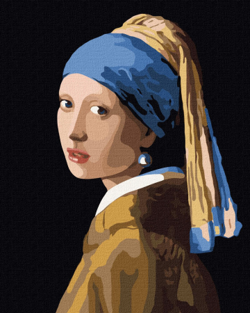 Set pictura pe numere, cu sasiu, Fata cu cercel de perla - Vermeer, 40x50 cm