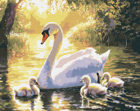Picturi pe numere 40x50 cm – modele variate pentru toate gusturile - Set pictura pe numere, cu sasiu, Plimbare de seara pe lac, 40x50 cm