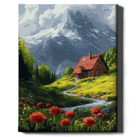 Set pictura pe numere, cu sasiu, Casa din poienita, 40x50 cm [1]