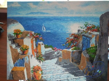 Set pictura pe numere, cu sasiu, Scari spre mare, 40x50cm [1]