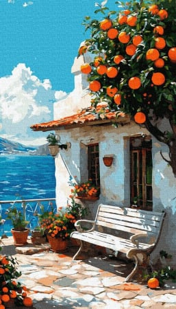 Set pictura pe numere, cu sasiu, Vis cu portocali, 40x70 cm