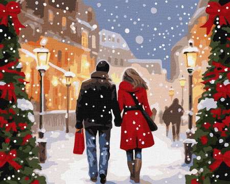 Set pictura pe numere, cu sasiu, Atmosfera de Craciun, 40x50 cm [0]
