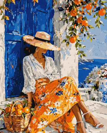 Picturi pe numere - Set pictura pe numere, cu sasiu, Frumusetea siestei in Italia, 40x50 cm