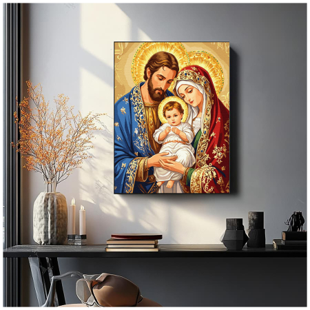 Set pictura pe numere, cu sasiu, Sfanta familie, 40x50 cm [2]