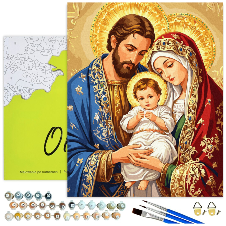 Set pictura pe numere, cu sasiu, Sfanta familie, 40x50 cm [1]