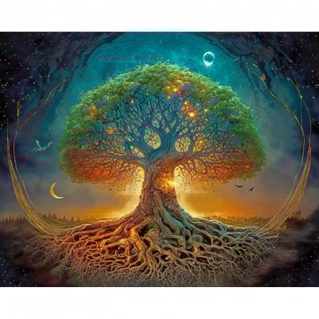 Picturi pe numere - Set pictura pe numere, cu sasiu, Radacini cosmice, 40x50 cm