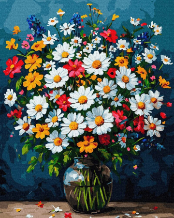 Dimensiune clasica 40x50cm - Set pictura pe numere, cu sasiu, Buchet plin de lumina, 40x50 cm