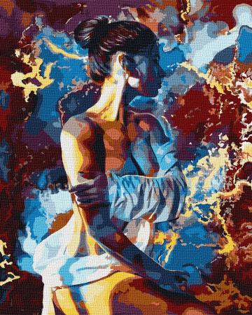 Set pictura pe numere, cu sasiu, Silueta - vopsea metalizata, 40x50 cm [0]