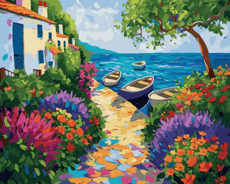 Dimensiune clasica 40x50cm - Set pictura pe numere, cu sasiu, Paradis floral, 40x50 cm