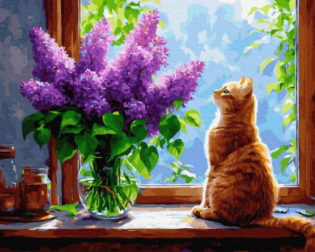 Dimensiune clasica 40x50cm - Set pictura pe numere, cu sasiu, Tacere cu parfum de liliac, 40x50 cm