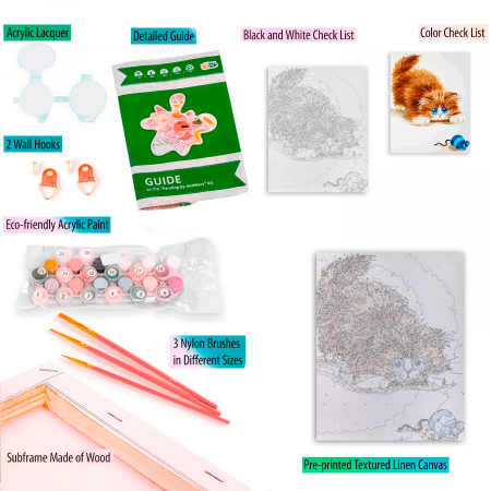 Pictura pe numere, cu sasiu, Soarelece si pisica, 30x40 cm [2]