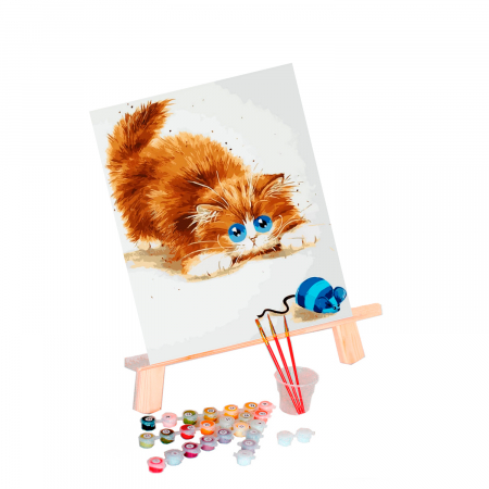 Pictura pe numere, cu sasiu, Soarelece si pisica, 30x40 cm [1]