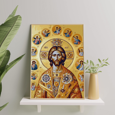 Set pictura pe numere, cu sasiu, Hristos si ingerii, 40x50 cm [1]