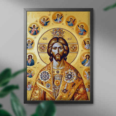 Set pictura pe numere, cu sasiu, Hristos si ingerii, 40x50 cm [3]