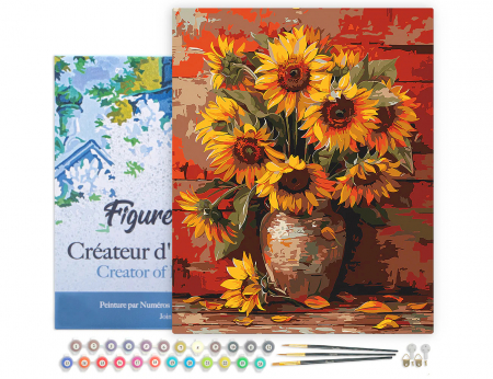 Set pictura pe numere, cu sasiu, Floarea soarelui, toamna, 40x50 cm [1]