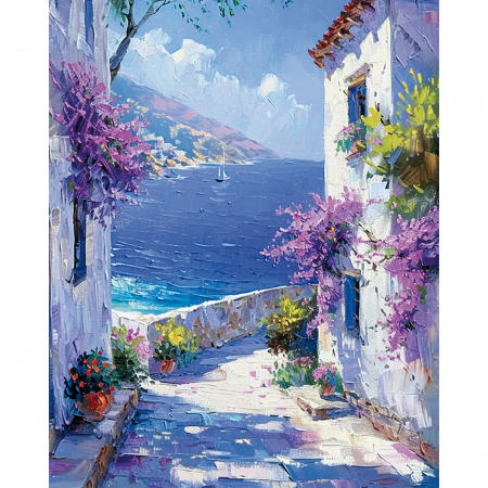 Picturi pe numere - Set pictura pe numere, cu sasiu, Vis mediteranean, 40x50 cm