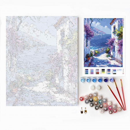 Set pictura pe numere, cu sasiu, Vis mediteranean, 40x50 cm [2]