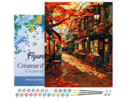 Set pictura pe numere, cu sasiu, Strada cafenelelor, toamna, 40x50 cm [2]