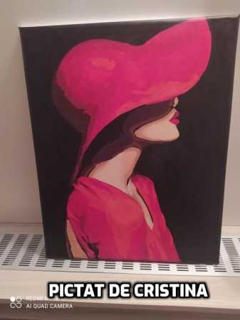 Set pictura pe numere, cu sasiu, Straina in rosu, 40x50 cm [1]