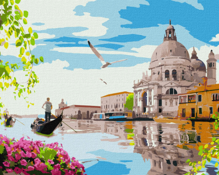 Picturi pe numere 40x50 cm – modele variate pentru toate gusturile - Set pictura pe numere, cu sasiu, Stralucirea Venetiei, 40x50 cm.