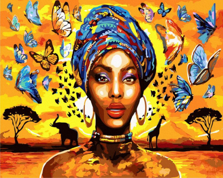 Set pictura pe numere, cu sasiu, Suflet african, 40x50 cm [0]