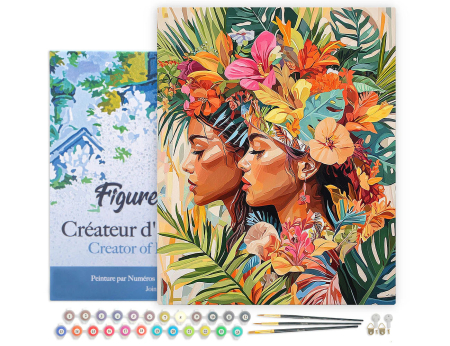 Set pictura pe numere, cu sasiu, Surori la tropice, 40x50 cm [1]