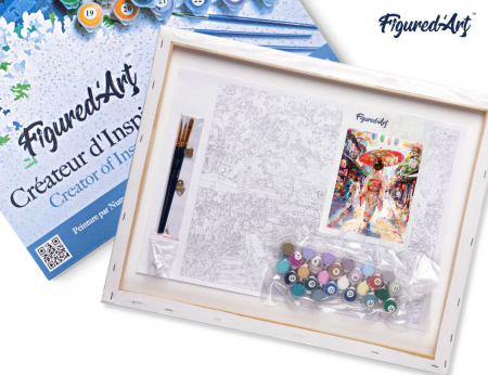 Set pictura pe numere, cu sasiu, Femeie in yukata, 40x50 cm [3]