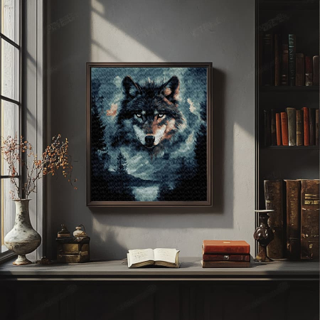 Set pictura pe numere, cu sasiu, Spiritul lupului, 40x50 cm [3]