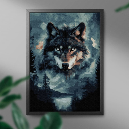 Set pictura pe numere, cu sasiu, Spiritul lupului, 40x50 cm [2]