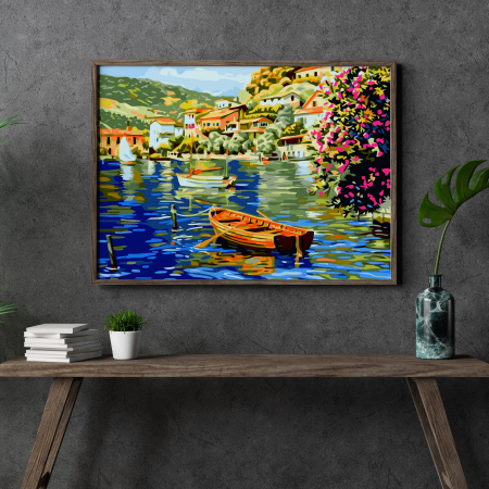 Set pictura pe numere, cu sasiu, Barca mica, 40x50 cm [3]