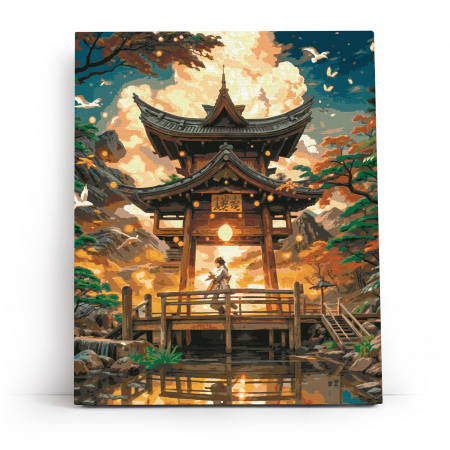 Set pictura pe numere, cu sasiu, Templu in munti, 40x50 cm [1]
