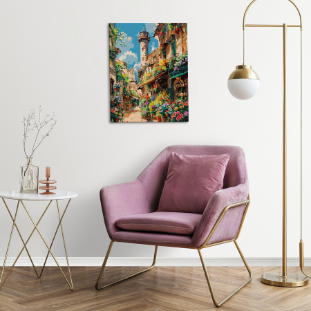Set pictura pe numere, cu sasiu, Strada infloritoare, 40x50 cm [3]