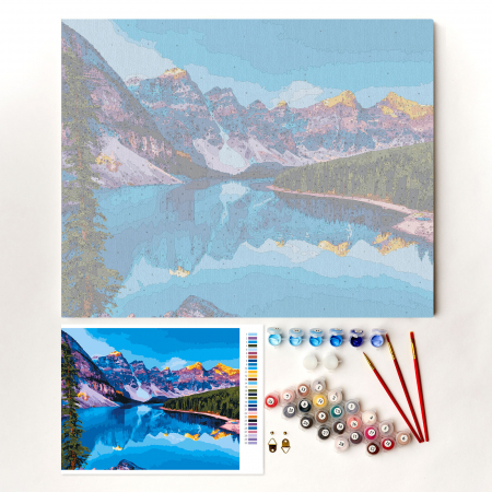 Set pictura pe numere, cu sasiu, Lac de munte, 40x50 cm [3]