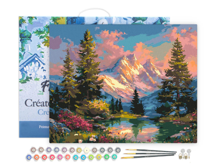 Set pictura pe numere, cu sasiu,Peisaj alpin la apus de soare, 40x50 cm [1]